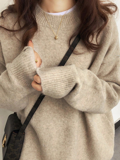 Dreamy Loose Purple Round-neck Long Sleeves Sweater Qx008