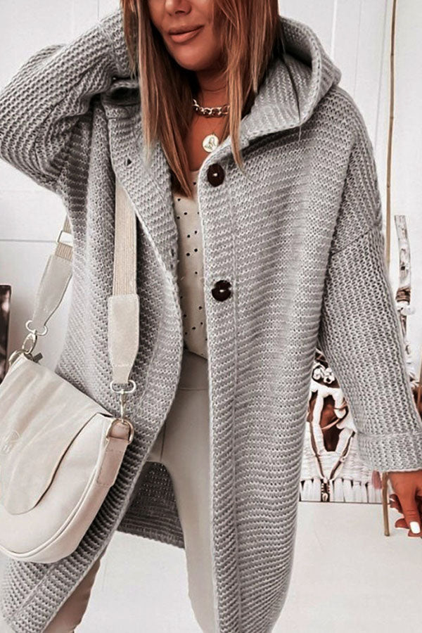 Hooded Knitwear Hood Collar Temperament Commuting Loose Cardigan Sweater
