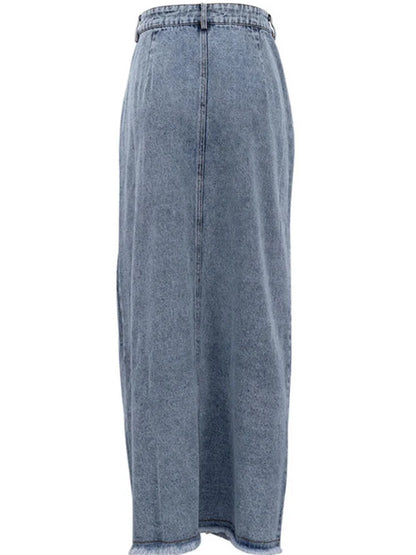 New High Waist Denim Skirts Spilt Out Maxi Jean Skirt Summer Holiday Long Skirts