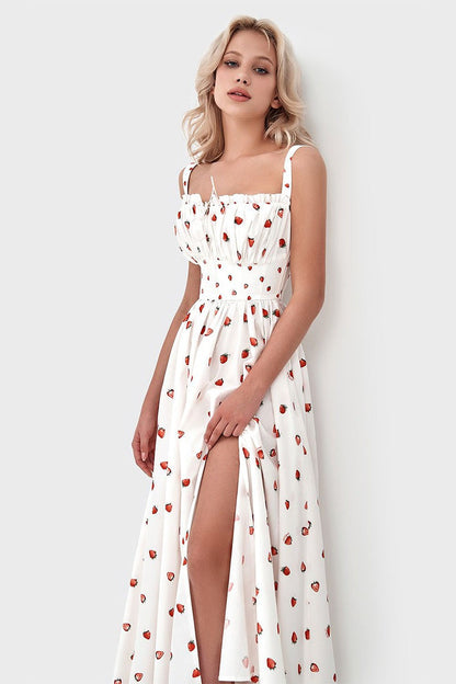 Cami Tie High Waist Slit Midi Dress
