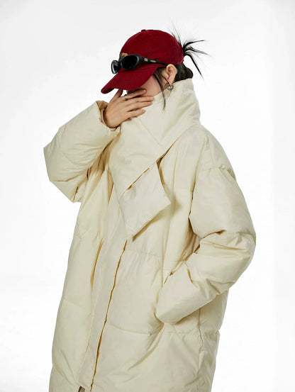 Oversized Puffer Winter Coat With Scarf