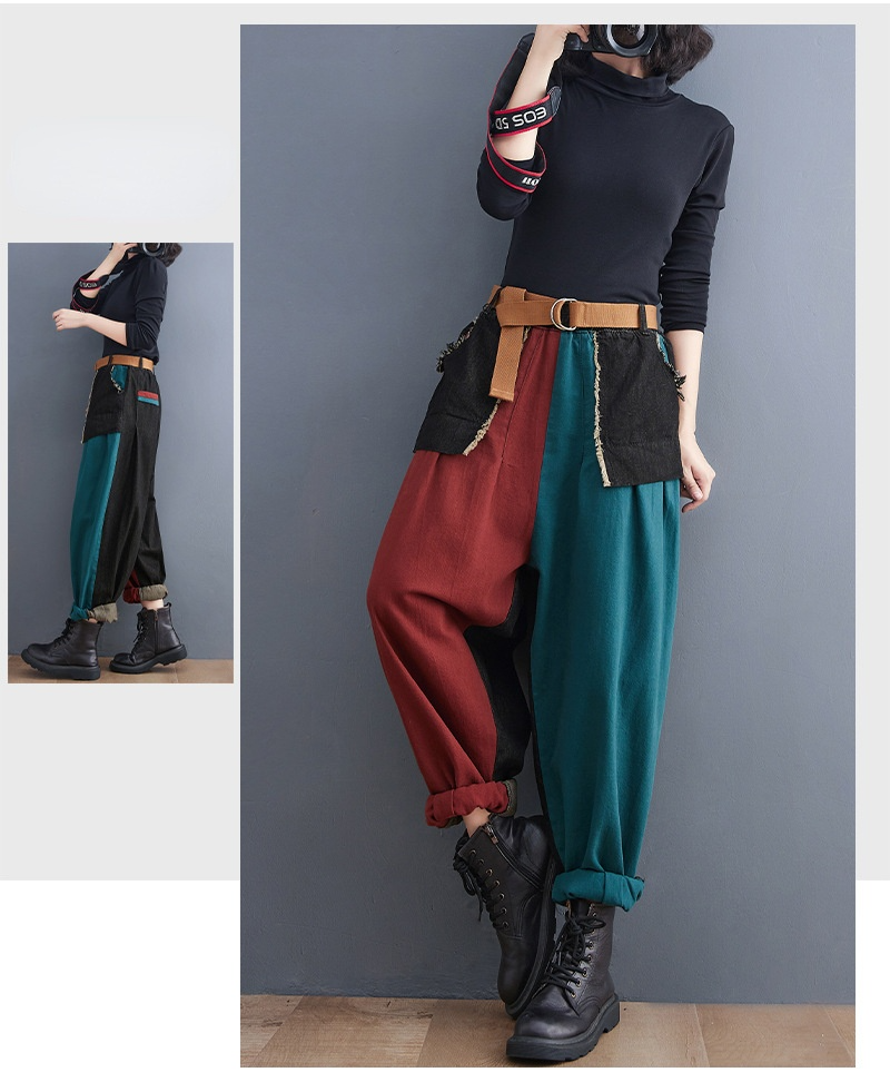 New Literary Stitching Denim Harem Pants Op1027