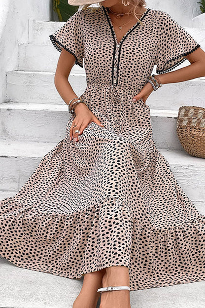 V-neck Design Print Skirt