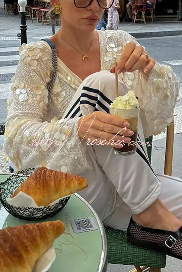 Sequined Long-sleeved Tie Loose Coat