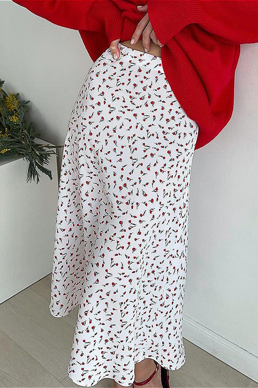 Printed High Waist Fishtail Skirt