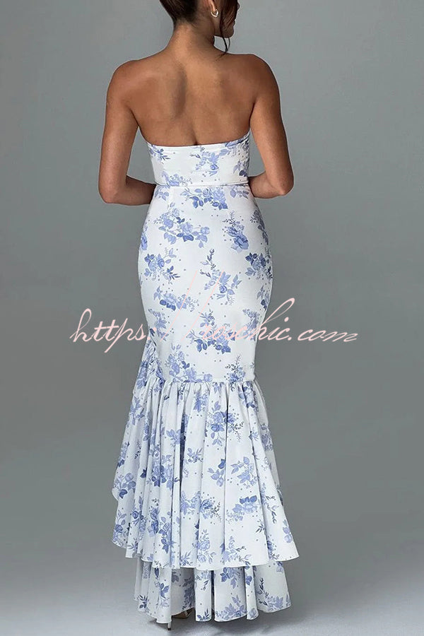 Off-shoulder Slim Fit Irregular Hem Maxi Dress