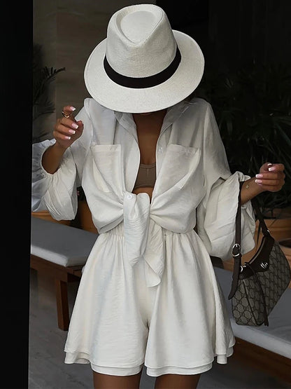 Loose Short Sets for 2 Piece Sets Outfits Spa Holiday Baggy Shorts Suits Woman Summer