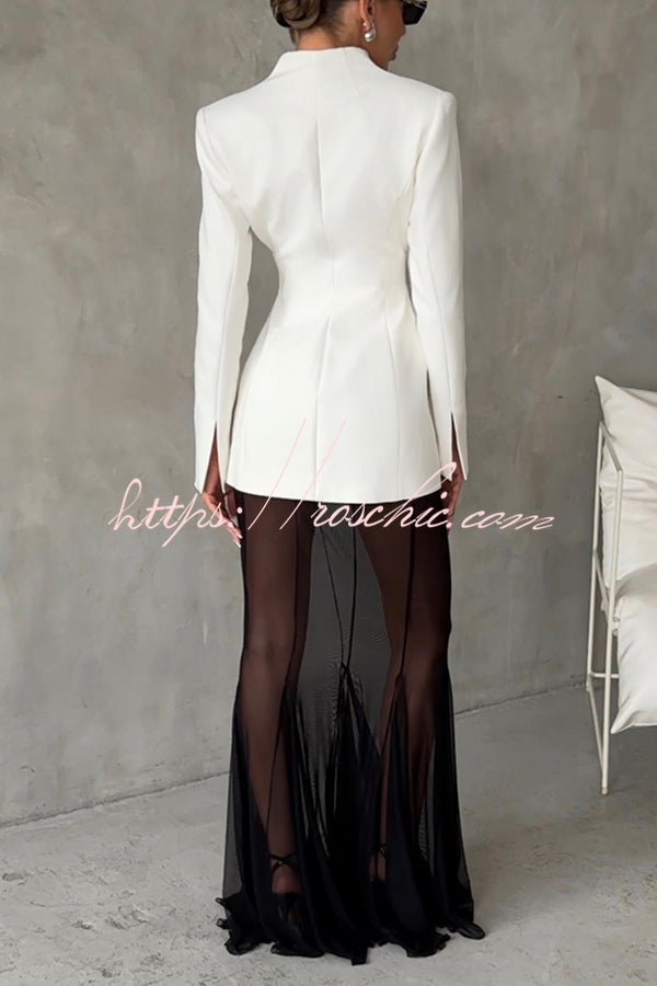 Shes Timeless Mesh High Rise Elastic Waist Fishtail Maxi Skirt