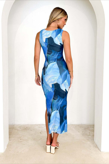 Print Waist Slimming Maxi Dress