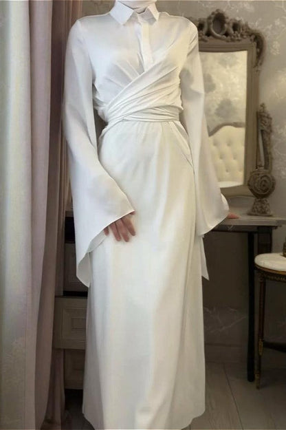 Satin Blouse With Fitted Skirt Two Piece Set