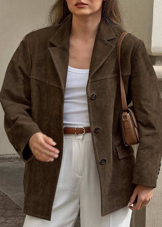 Retro Turn-down Collar Coat - Statement Piece