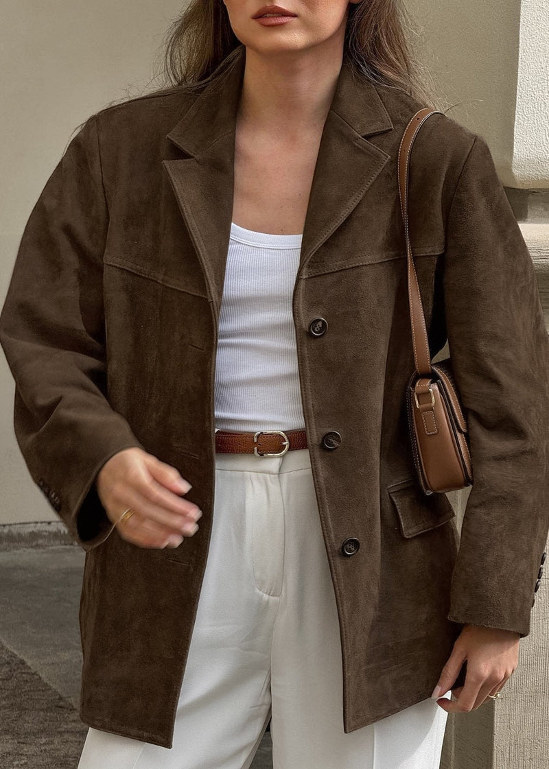 Retro Turn-down Collar Coat - Statement Piece