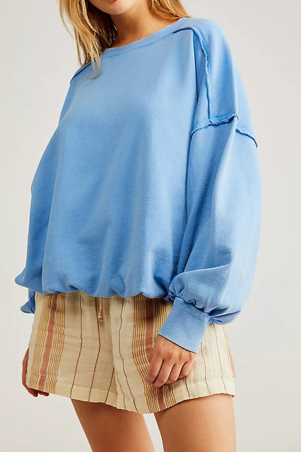 Loose Outerwear Advanced Long-sleeved Raw Edge Pullover Sweater