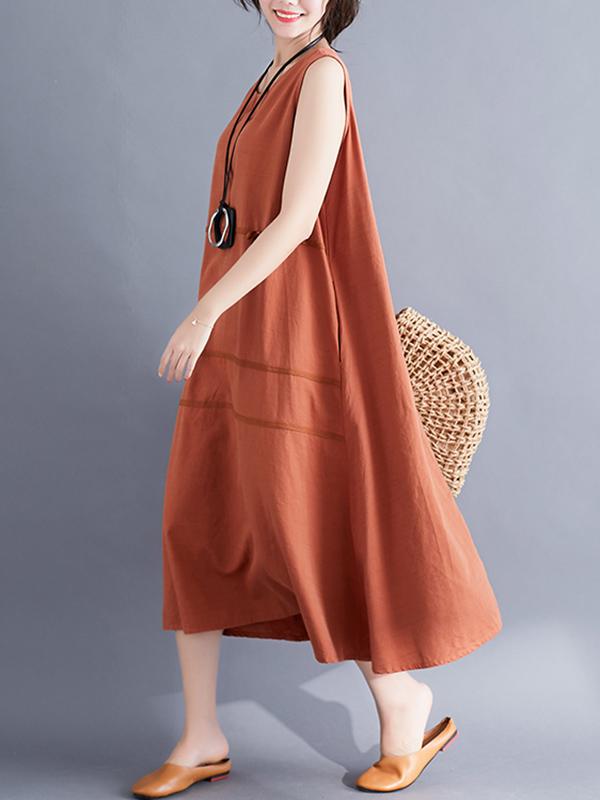 Sleeveless A-line Long Dress