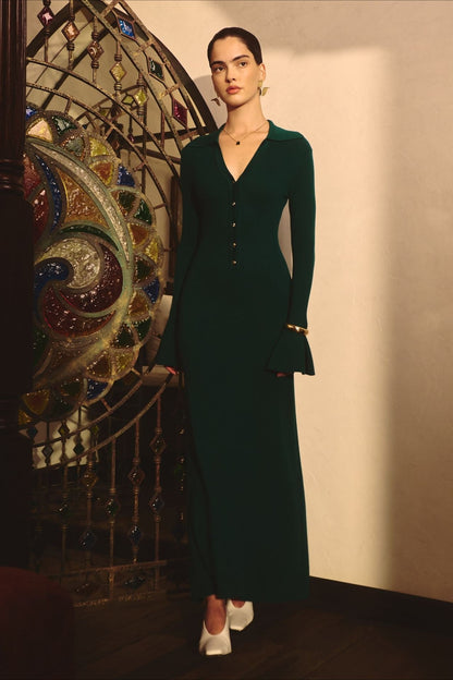 Collared Knit Sweater Dress
