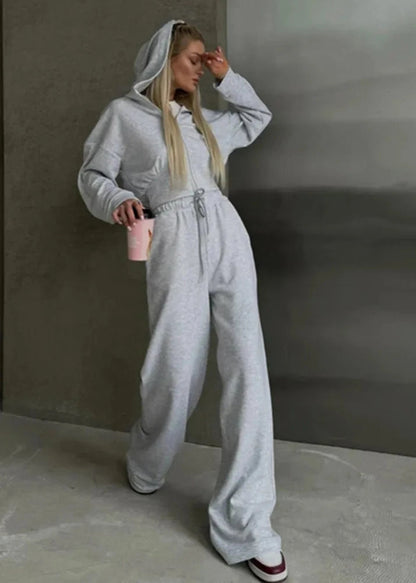 Pink Breeze - Hooded Zip-up Two-piece Set