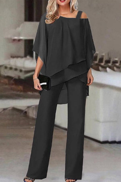 Irregular Bat Sleeve Jumpsuit Two-piece Suit