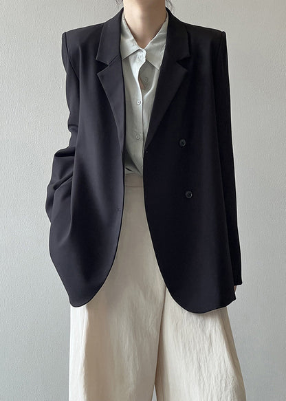 Black Pockets Boutique Suit Coats Notched Fall Wd013