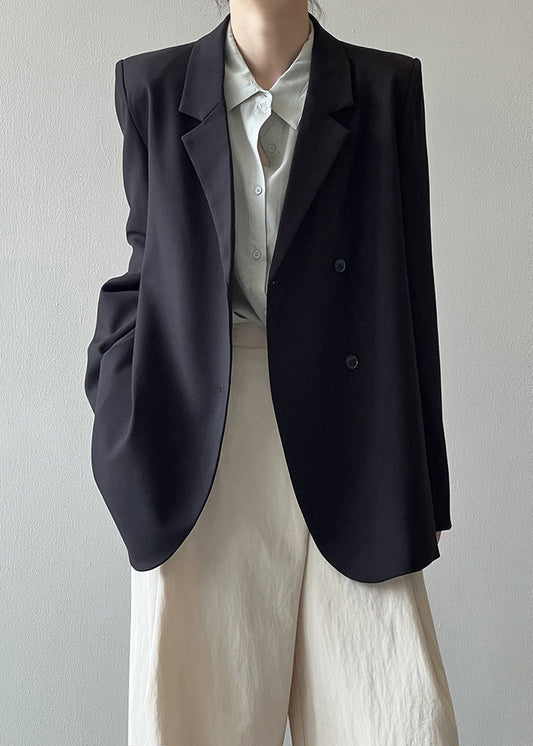 Black Pockets Boutique Suit Coats Notched Fall Wd013
