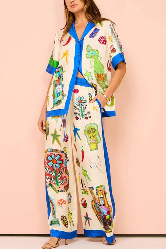 Funny Graffiti Print Two-piece Set