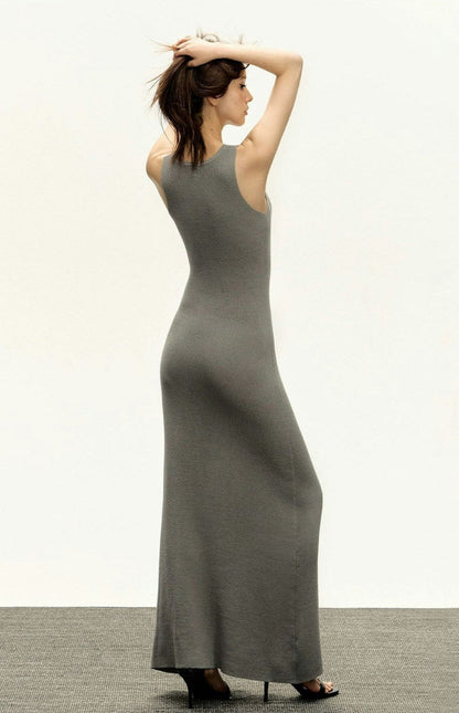 V-neck Button Detail Maxi Dress