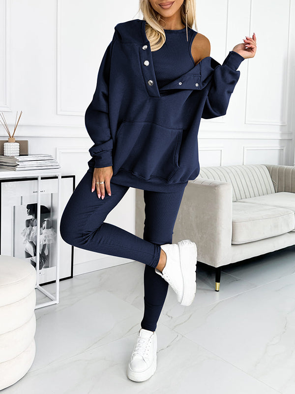 (s-5xl) and Comfortable Sweatshirt Three-piece Suit