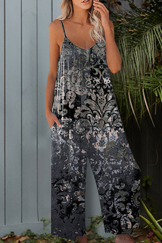 Camisole Jumpsuit Tie-dye Wide-leg Pants