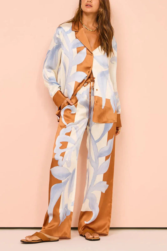 Exquisite Contrast Tie-dye Loose Pants Set