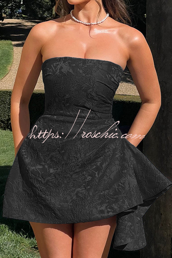 Jacquard Off-shoulder Backless Fitted Mini Dress