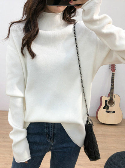 Purple Half Turtleneck Long Sleeve Sweater An1049