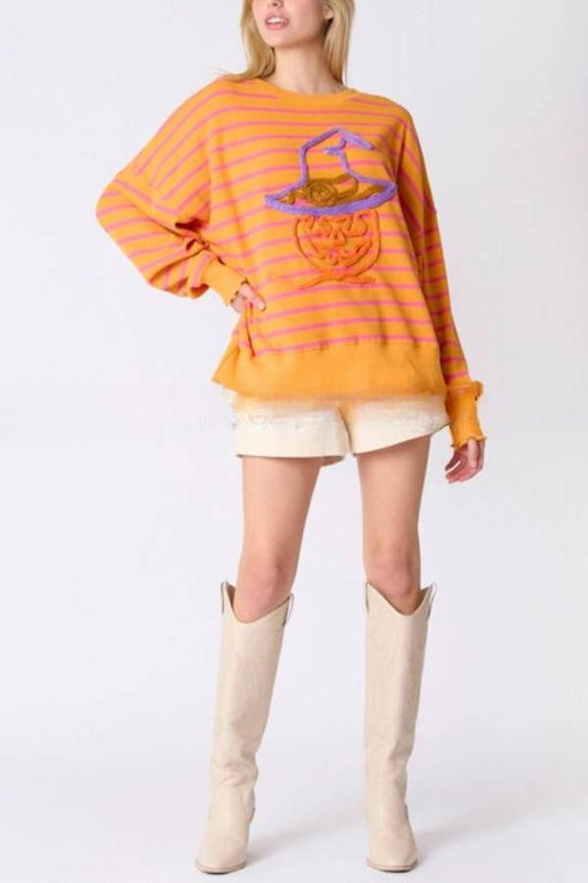 Halloween Ghost Embroidered Sweater Loose Top