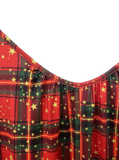 Sleeveless Christmas Plaid Print Cami Jumpsuit Rs2084