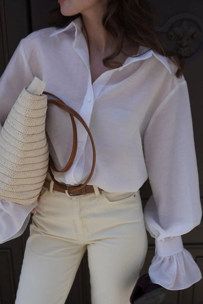 Tencel Loose Long-sleeve Blouse