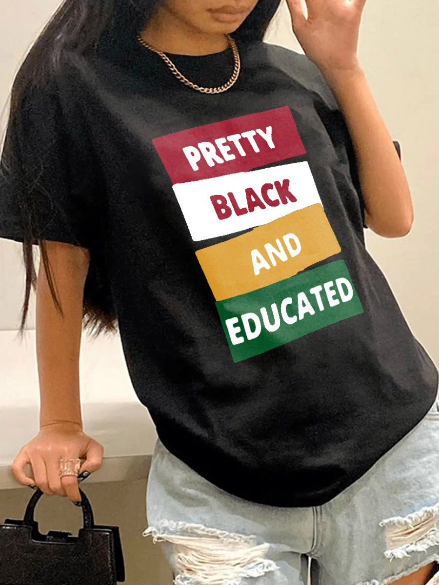 Lemon Melanin Made Letter Print T-shirt Ar500