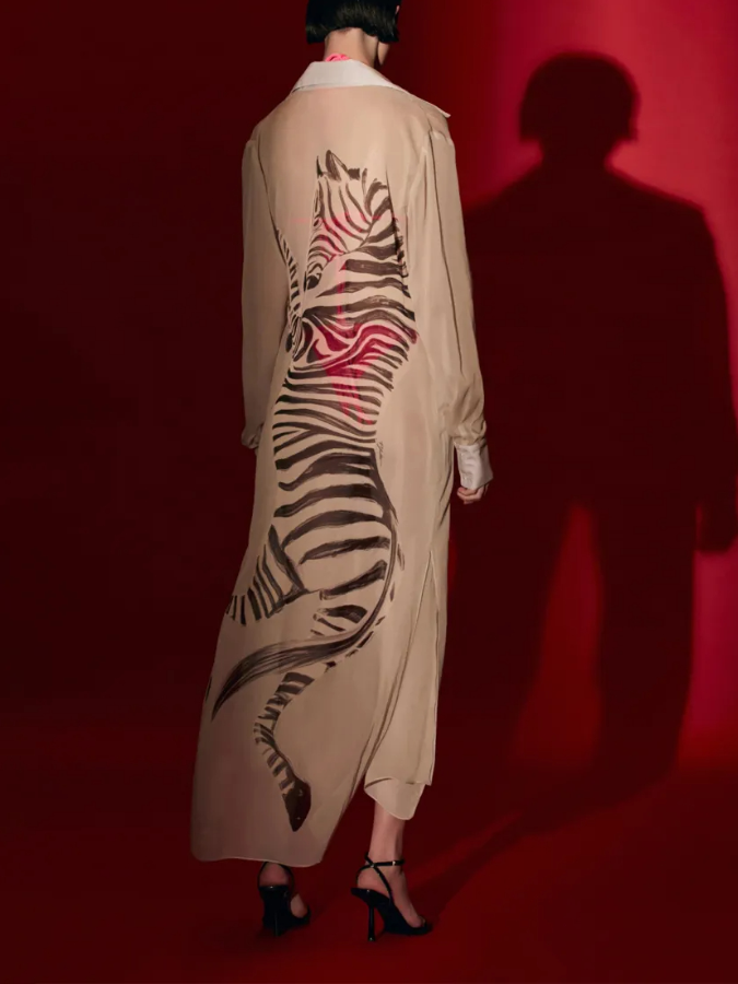 Zebra Print One Piece Swimsuit and Shirt Long Skirt