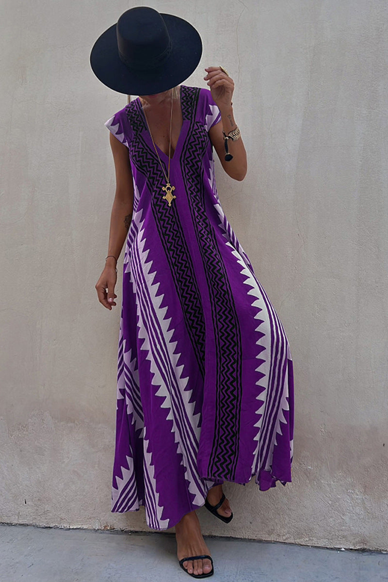 Beach Dates Print A-line Maxi Dress