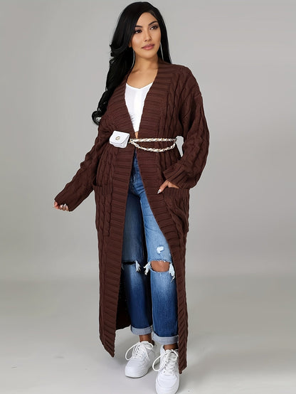 Long Length Cable Knit Cardigan Tf8521