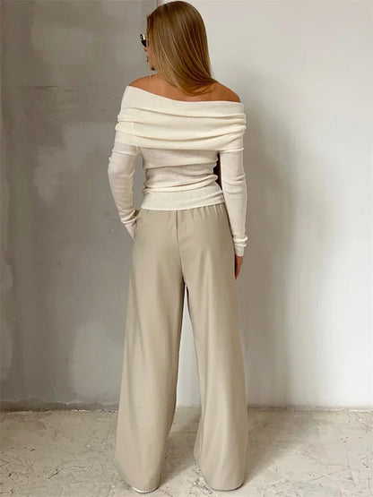 Off-shoulder Knit Pullover Sweater for Mesh See-through Long Sleeve Backless Y2k Top Knitwear Pullover