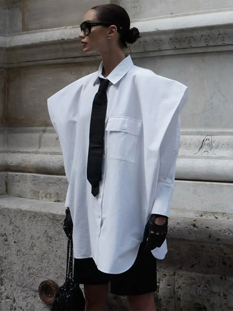 Suit Tie Blouse Loose Long Sleeve White Shirts ’s Street Temperament Camisas De Mujer New