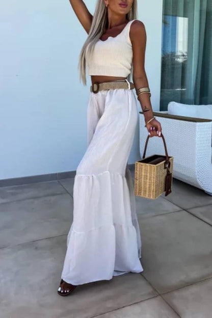 Elastic Pants High Waisted Flared Pants