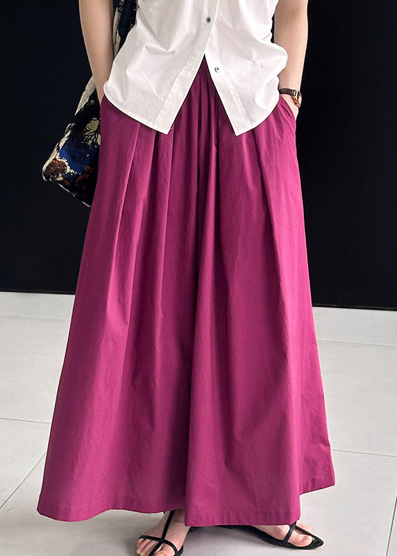 Rose Loose Cotton Wide Leg Pants Elastic Waist Af1046