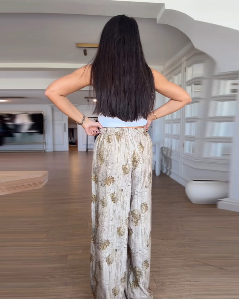 Leisure Outfit With Printed Two-piece Set