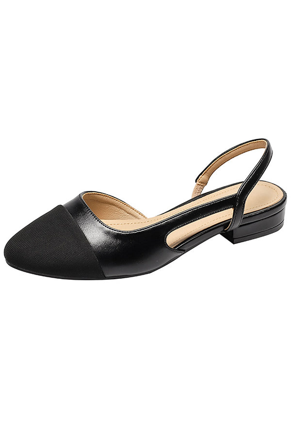 Fashionable Color-blocked French Thick-heeled Sandals