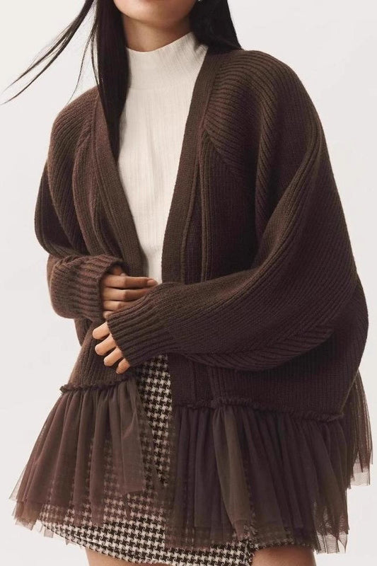 Sheer Ruffle Knit Cardigan