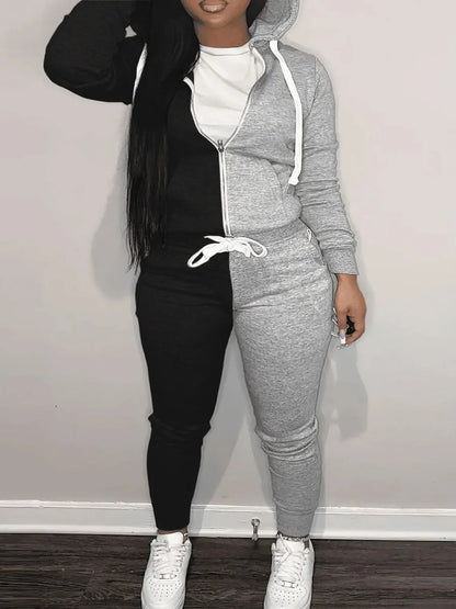 Cotton 2pc Sweatshirt Suits Autumn Heart Zipper Tracksuit Set