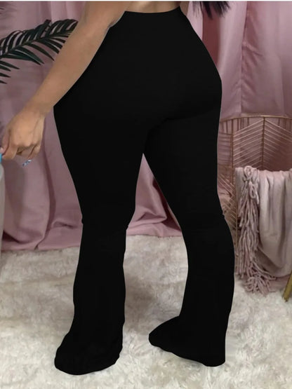 High Waist Flared Stretchy Pants ��s Color Full Length Trousers Home Style