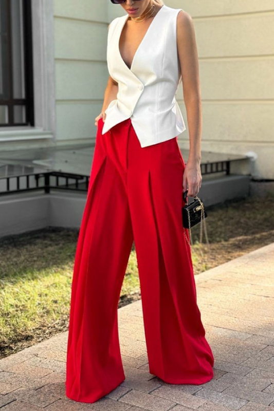 Vest & Wide Leg Pants Two-piece Set