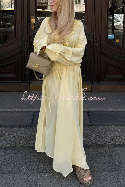 Elastic Waist Drawstring Maxi Skirt