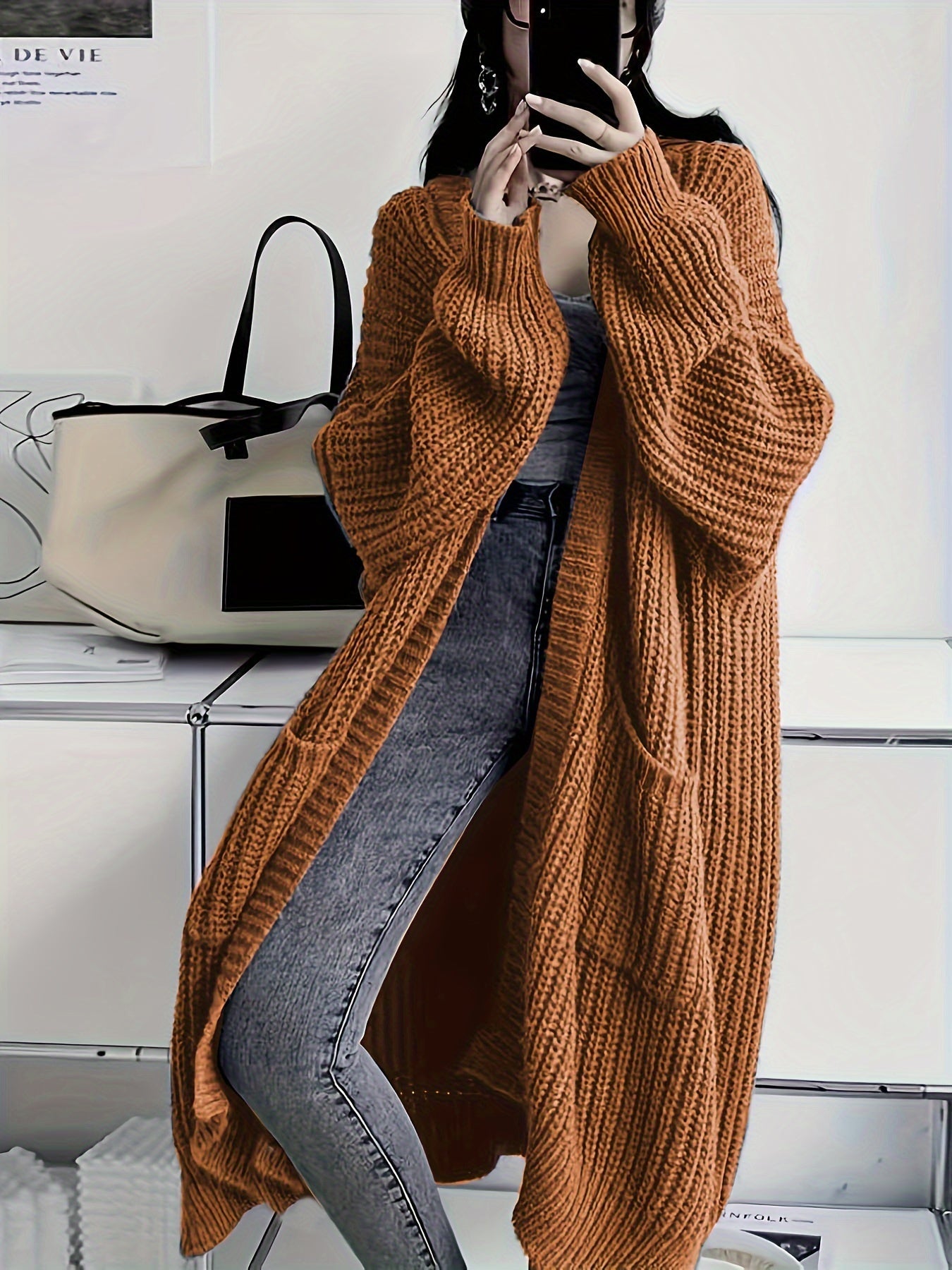 Open Front Loose Knit Cardigan Fj3541