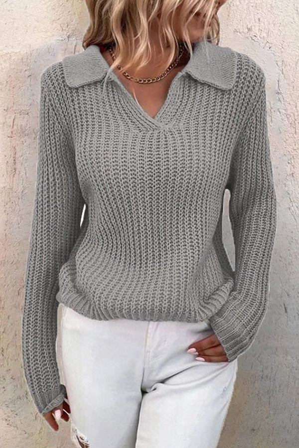 Lapel Slim Fit Knit Sweater